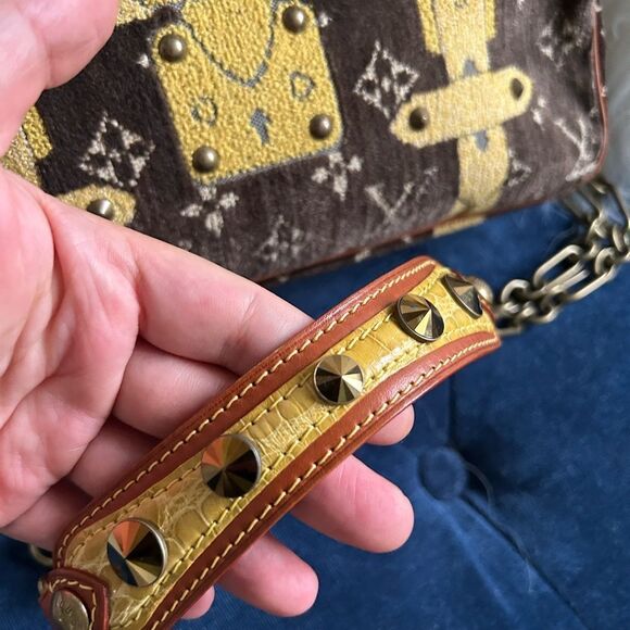 Louis Vuitton LV Vintage velvet Trompe L'oeil Trocadero Shoulder Bag velour - Picture 4 of 6